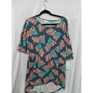 NWT LuLaRoe Women's Irma Tunic Shirt Green American Flag USA Patriotic Sz XLarge